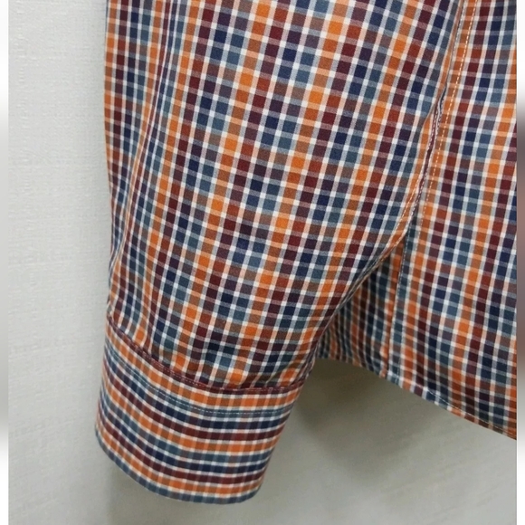 Egara Mens Warehouse XXL Button Dress Shirt Non-Iron Fall Colors Orange Blue - Picture 3 of 11